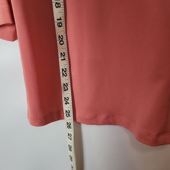 Southern Lady Pink Ruffled V-Neck Blouse W/Tie Front & 3/4 Sleeves Med. - Picture 10 of 13